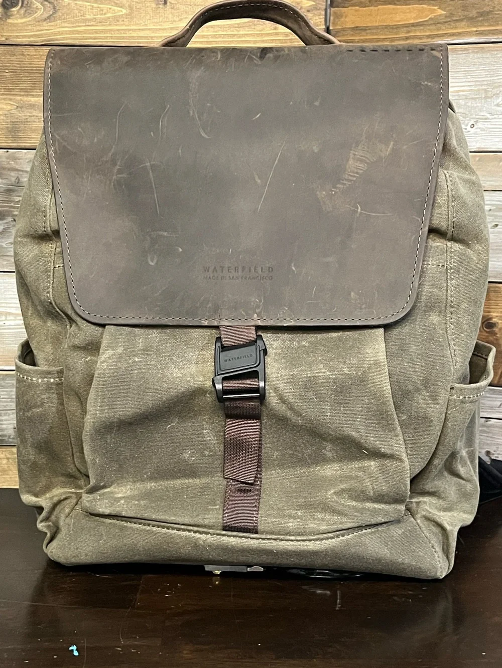 Waterfield Designs (sfbags . com) Miles Laptop Backpack, Leather, Waxed Canvas
